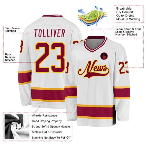 Cheap Custom Gold Maroon-White Hockey Jersey Free Shipping –  CustomJerseysPro