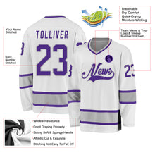 Laden Sie das Bild in den Galerie-Viewer, Custom White Purple-Gray Hockey Jersey
