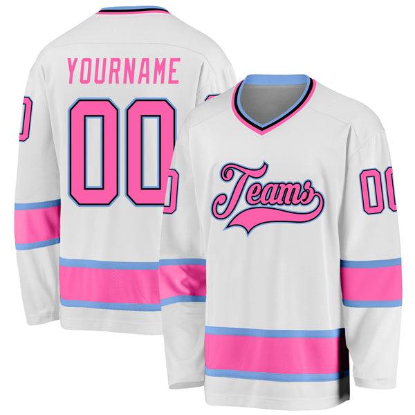 Cheap Custom Pink White-Green Hockey Jersey Free Shipping – CustomJerseysPro