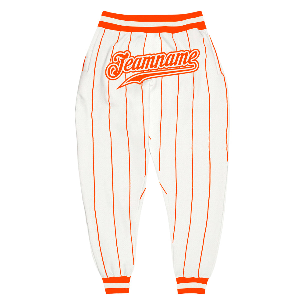 Cheap Custom White Orange Pinstripe Orange-White Sports Pants Free Shipping  – CustomJerseysPro