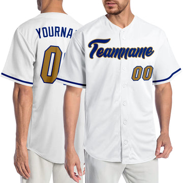 Custom White Old Gold-Royal Authentic Baseball Jersey