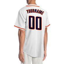 Load image into Gallery viewer, Custom White Navy-Orange Authentic Baseball Jersey
