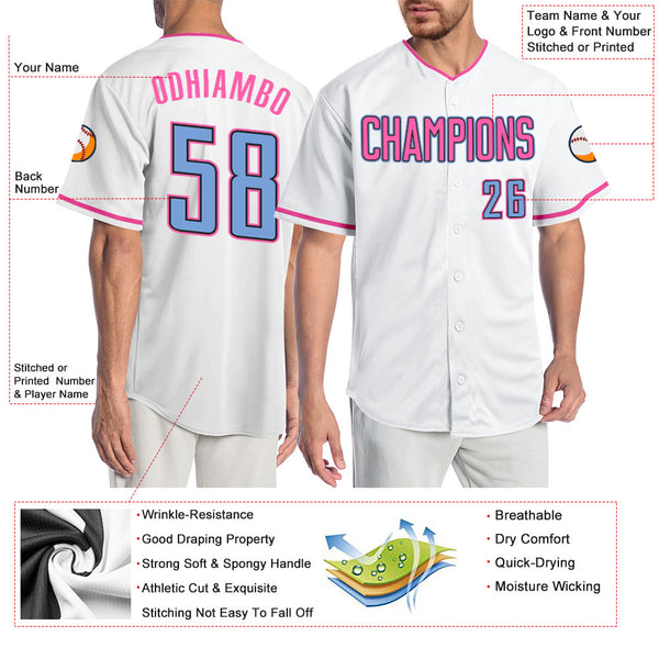 Cheap Custom White Light Blue Pink-Black Authentic Two Tone Baseball Jersey  Free Shipping – CustomJerseysPro