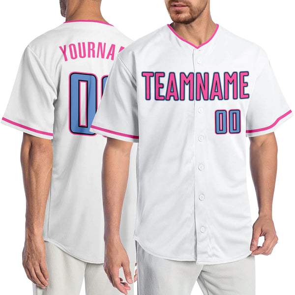 Cheap Custom Powder Blue Pink-White Authentic Baseball Jersey Free Shipping  – CustomJerseysPro