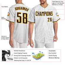 Загрузить изображение в средство просмотра галереи, Custom White Brown Pinstripe Brown-Gold Authentic Baseball Jersey
