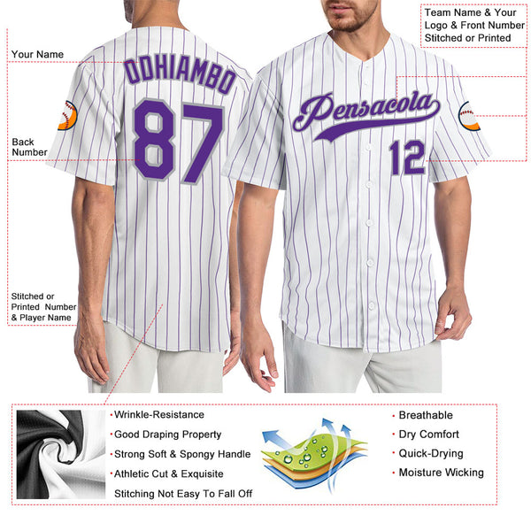 Cheap Custom Cream Gray Pinstripe Purple Authentic Baseball Jersey Free  Shipping – CustomJerseysPro