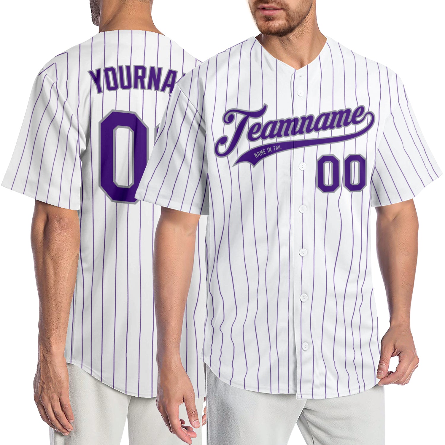 Custom Purple Gray White Split Fashion Baseball Jerseys for Men & Women JN10152, S / No Piping