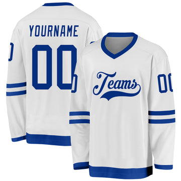 Custom White Royal Hockey Jersey