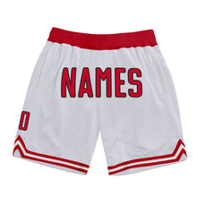 Загрузить изображение в средство просмотра галереи, Custom White Red-Black Authentic Throwback Basketball Shorts
