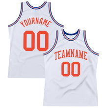 Load image into Gallery viewer, Custom White Orange-Royal Authentic Throwback Basketball Jersey
