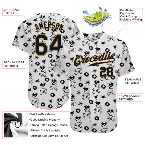 Custom Team Old Gold Baseball Authentic Black Jersey Black