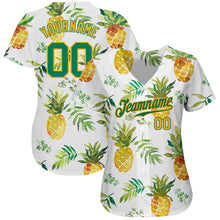 Charger l&#39;image dans la galerie, Custom White Kelly Green-Gold 3D Pattern Design Pineapples Authentic Baseball Jersey
