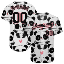 Load image into Gallery viewer, Custom White Black-Medium Pink 3D Pattern Design Pandas Authentic Baseball Jersey
