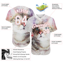 Load image into Gallery viewer, Custom White White-Medium Pink 3D Pattern Design Cat Authentic Baseball Jersey
