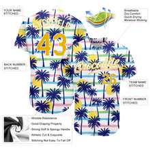 Charger l&#39;image dans la galerie, Custom White Gold-White 3D Pattern Design Hawaii Palm Trees Authentic Baseball Jersey
