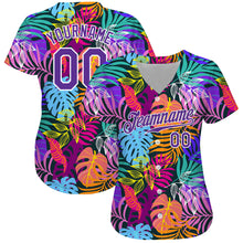 Charger l&#39;image dans la galerie, Custom White Purple-White 3D Pattern Design Hawaii Palm Trees Authentic Baseball Jersey
