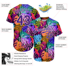 Загрузить изображение в средство просмотра галереи, Custom White Purple-White 3D Pattern Design Hawaii Palm Trees Authentic Baseball Jersey
