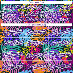 Custom White Purple-White 3D Pattern Design Hawaii Palm Trees Authentic Baseball Jersey