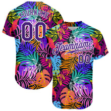 Загрузить изображение в средство просмотра галереи, Custom White Purple-White 3D Pattern Design Hawaii Palm Trees Authentic Baseball Jersey
