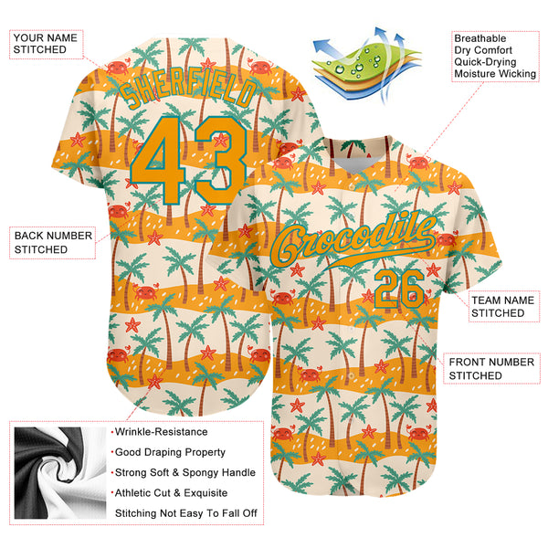 Cheap Custom White Gold-White 3D Pattern Design Hawaii Palm Trees Authentic Baseball  Jersey Free Shipping – CustomJerseysPro