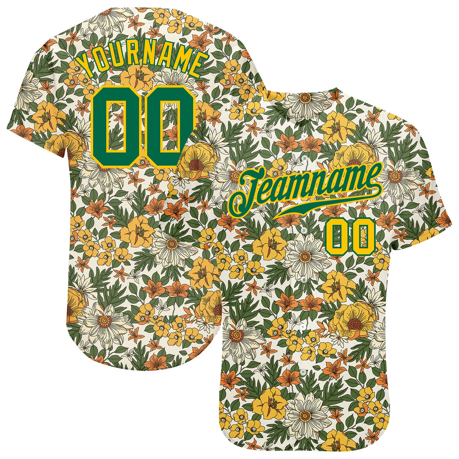 Custom Kelly Green Yellow-Green Graffiti Pattern Authentic Baseball Jersey