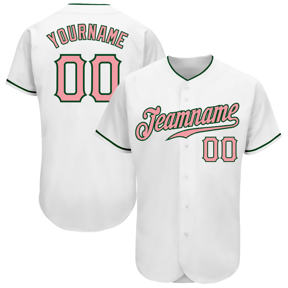 Custom Green Gray-White Authentic Baseball Jersey