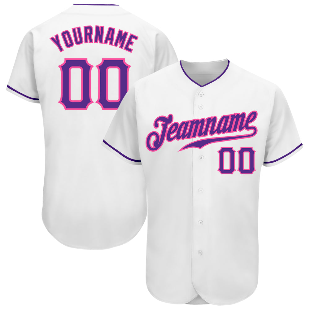 Custom White Purple-Pink Authentic Baseball Jersey Discount