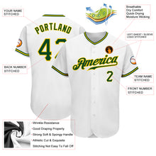 Load image into Gallery viewer, Custom White Green-Gold Authentic Baseball Jersey
