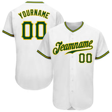 Load image into Gallery viewer, Custom White Green-Gold Authentic Baseball Jersey
