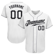 Load image into Gallery viewer, Custom White Black-Gray Authentic Baseball Jersey
